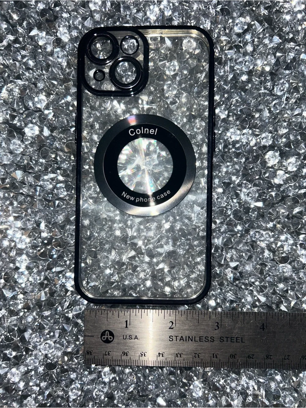 iPhone 15 Clear Black iPhone Case with Holographic Ring